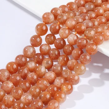 JSES Wholesale A++  Natural Brazil Golden Sunstone Loose Gemstone Beads Crystal And Stone Beads for Jewelry Making DIY Handmade