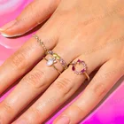Gold Jewellery Ring Ringsgold Fancy Gold Filled Dainty Women Jewellery Pink Open Circle Ring