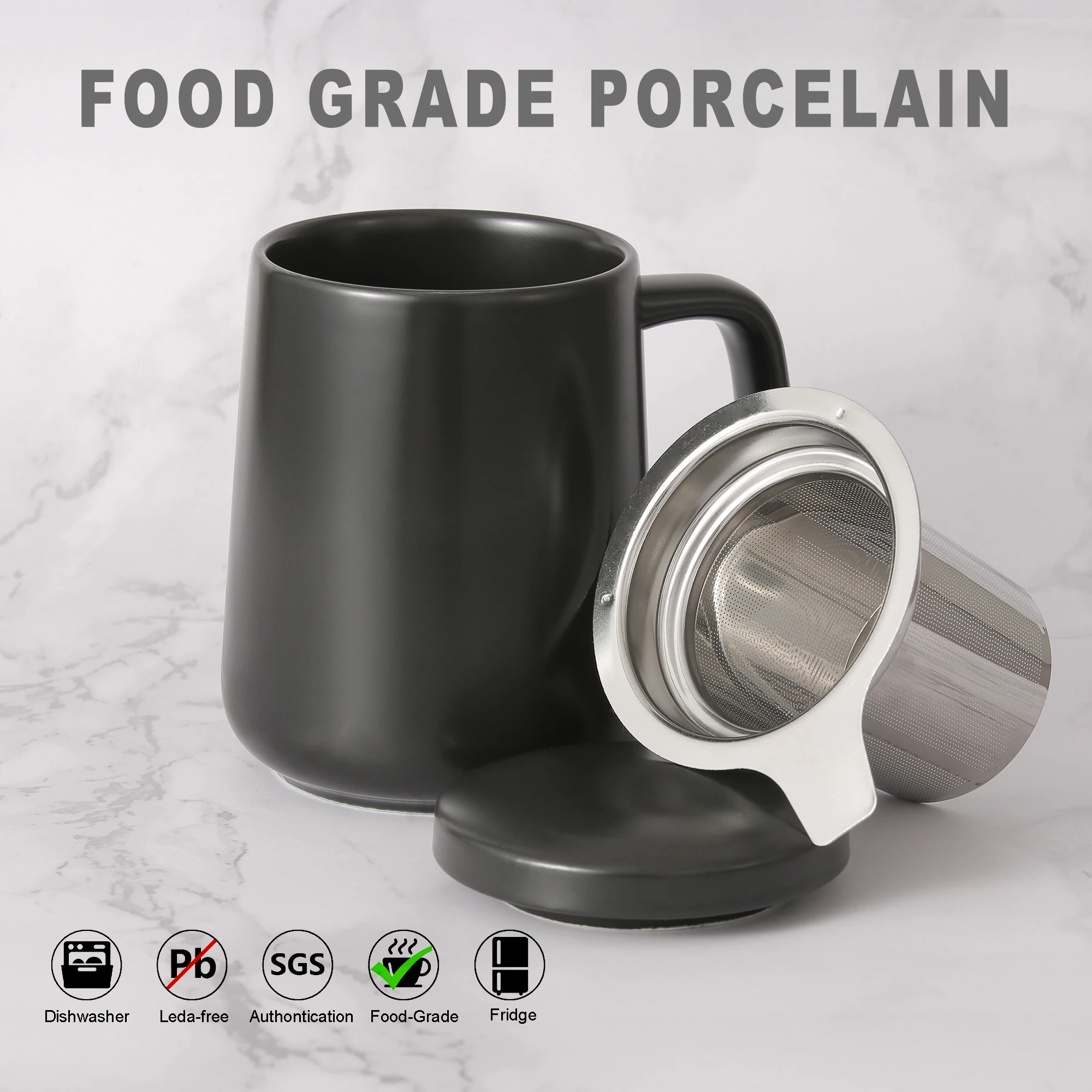 brewing tea mug with stainless steel infuser and lid and for
