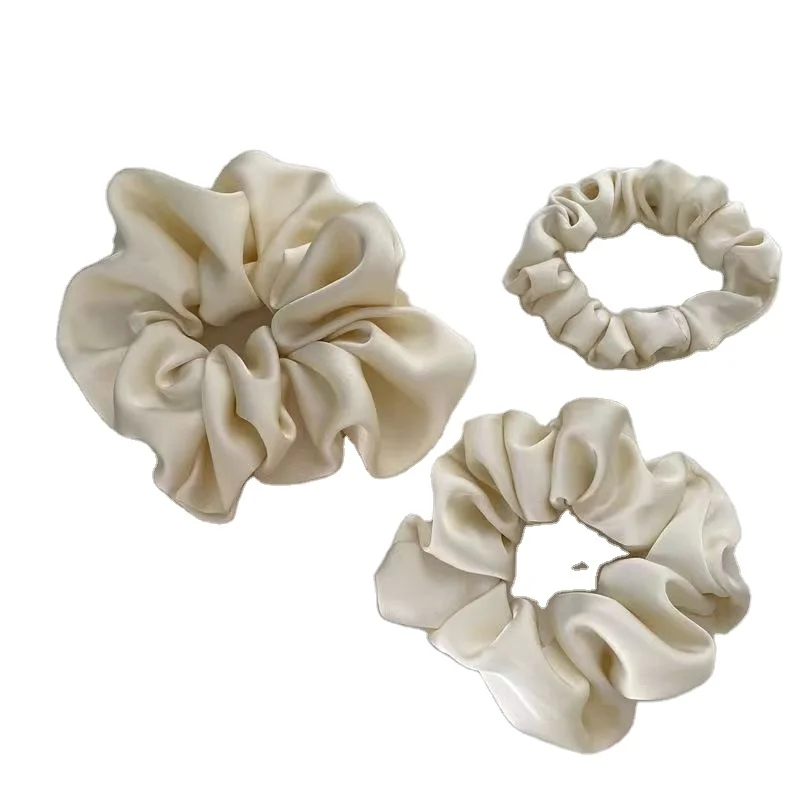 Custom New Set of Pure Color Silk Elastic Hair Bands Cloth Head Rope Scrunchies Hairband Scrunchy with Elastic Hair Tie