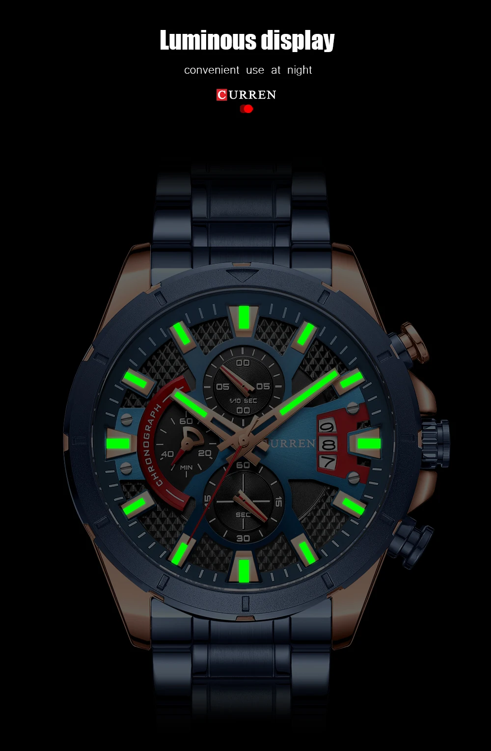 CURREN 8401 Quartz Movement Fashion Leather Band Watch Chronograph