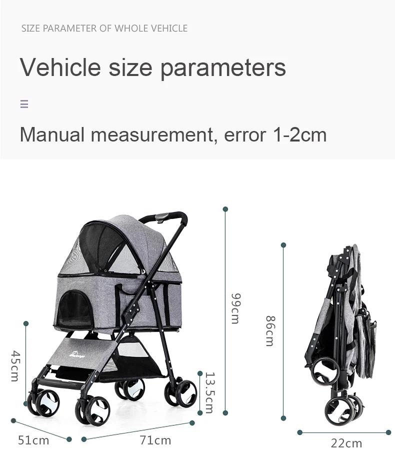 Custom Logo Pet Outdoor Carts Teddy Stroller Small Cat Trolley Folding Pet Stroller Dog Portable Luxury Wholesale Pet Stroller supplier