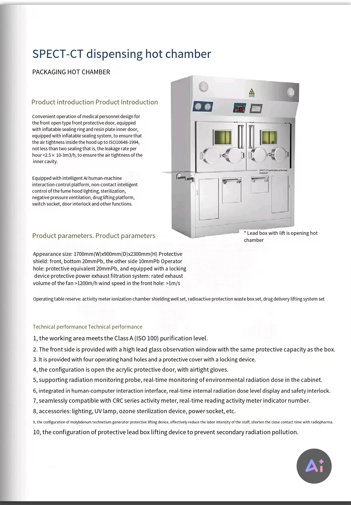 Radiation Fume Hood SPECT-CT Dual Connected Fume Hood Direct Factory for Hospital f Fume Cupboard Lab Equipment
