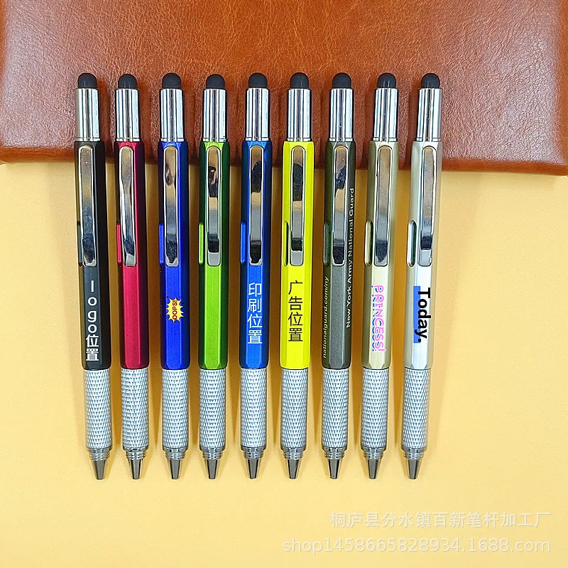 6 in 1 Cool Gadget with Ruler Level Screwdriver Stylus Ballpoint Pen