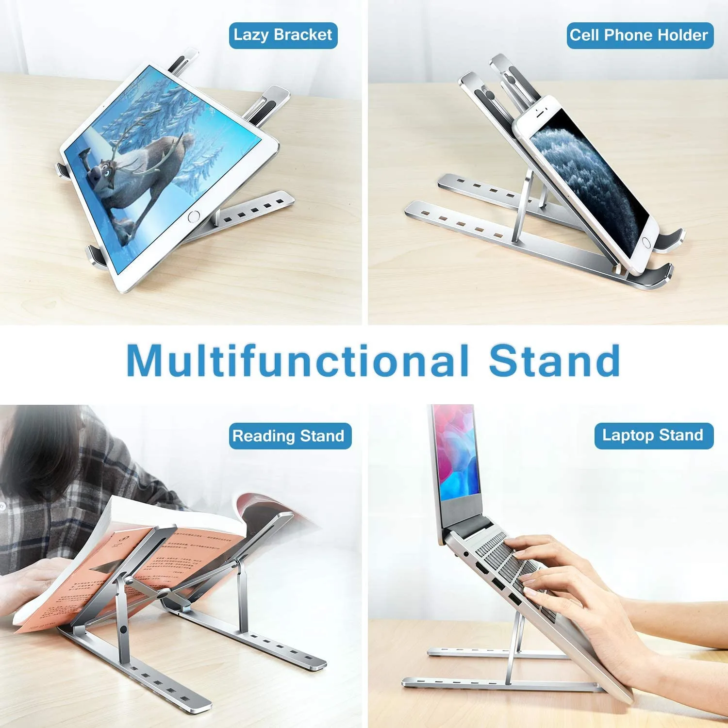 Laptop Stand, Laptop Holder Riser Computer Tablet Stand,Adjustable Aluminum Ergonomic Foldable Portable Desktop Holder Com
