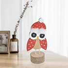 Decor 2021 New Style Tabletop Decor Cute Standing Red Owl With Hat Wood Base Kids Room Gift Christmas Decoration