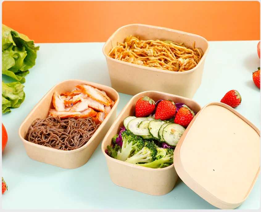 Biodegradable Food Grade Take Away Lunch Paper Box Salad Paper Box