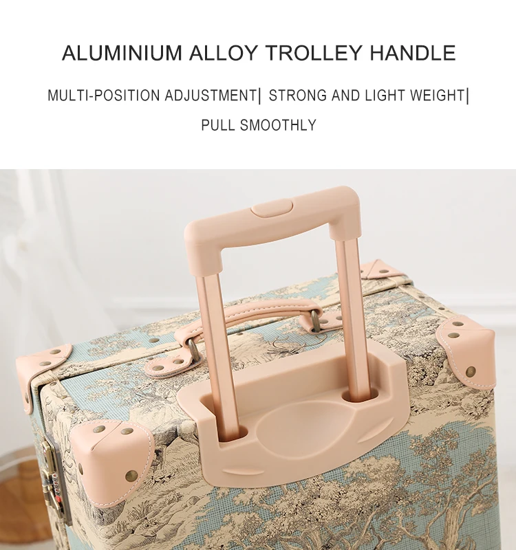 13in 20in 24in 26in Vintage Old Fabric Travel Trolley Luggage With Combination Lock Rolling Suitcases With Spinner Wheels