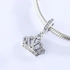 Silver Charm Charmssilver 2020 Fashion 925 Silver Sparkle Diamond Crown Charm Pendant