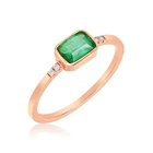 Gold Gemnel Wholesale Factory Hot Sale Russia Gold Square Diamond Cut Emerald Baguette Stone Ring