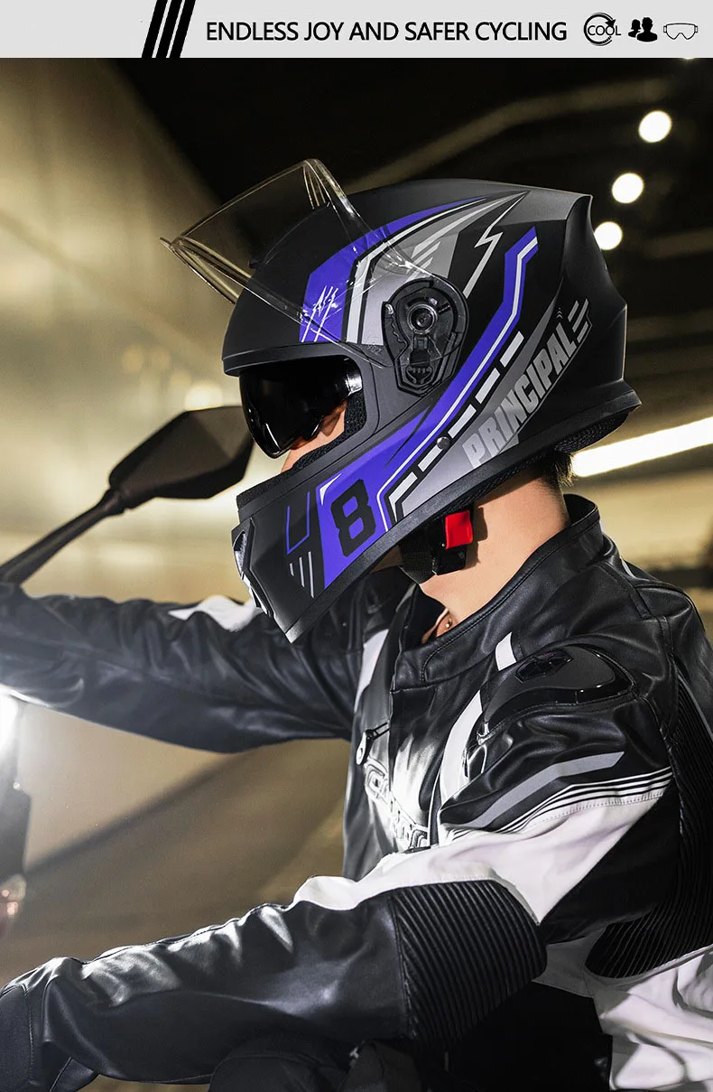 DOT Approved Speed Electric Motorcycle Full Face Helmet ABS Material Double Visor One Size Fits All for Men Women All Seasons