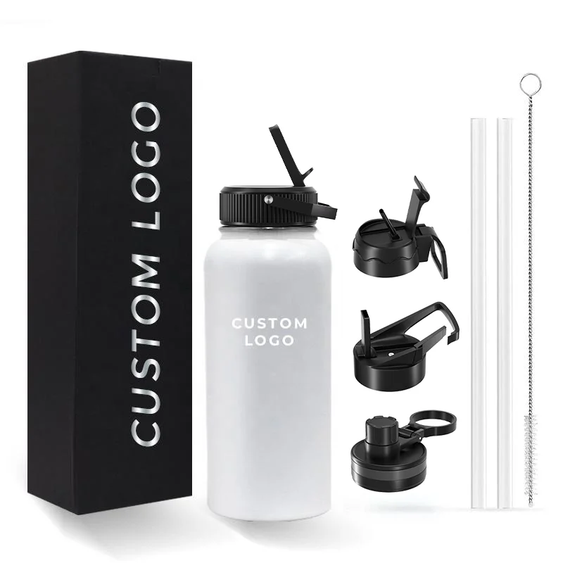 Custom Logo Wholesale Bulk Outdoor Sports Water Tumbler With Straw Stainless Steel Stainless Water Bottle With Plastic Lids