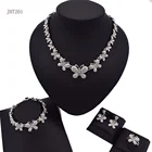 Silver Jewelry JHT201 High Quality Silver Diamond Butterfly Women's Wedding Silver Jewelry Set