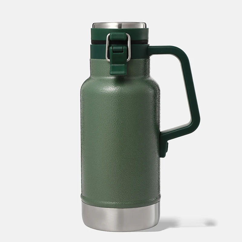 1L Customize Logo Double Wall Stainless Steel 304 Insulated Water Jug Growler Beer Vaccum With Lid And Handle