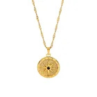 Diamond Wholesale Luxury 18k Gold Plated 8 Pointed Black Diamond Stainless Steel Pendant Necklace