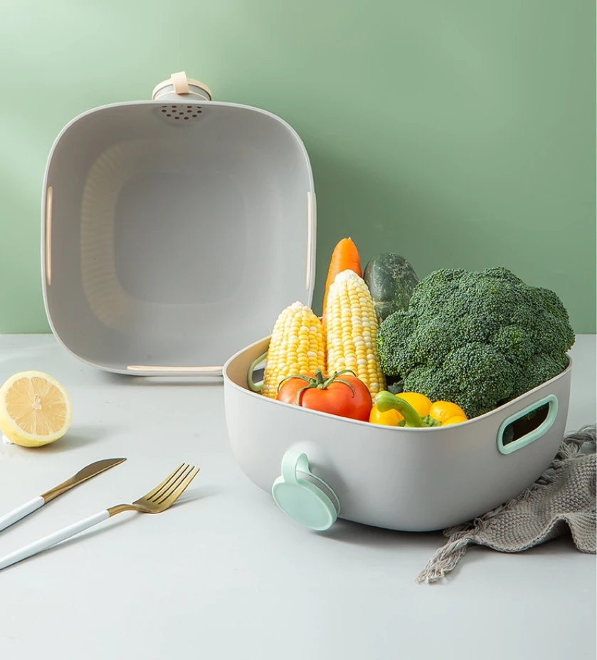 2023 New Arrival  PP Plastic Panning Basket For Kitchen High Quality Square Sink Colander Vegetable Fruit Drain Basket