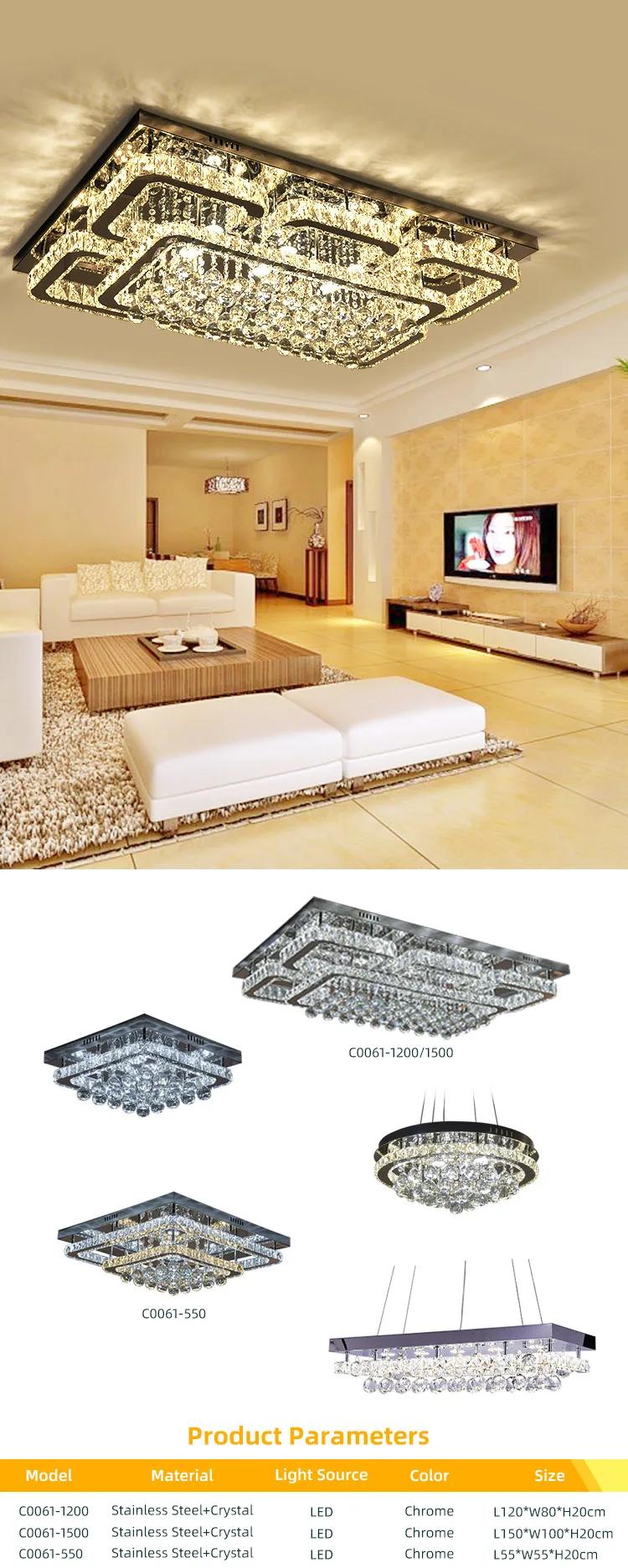 c0061 luxury style residential bedroom decoration flush mounted crystal led ceiling light -0