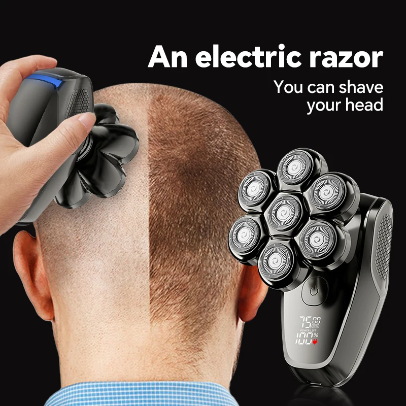 Men's 5-in-1 Rechargeable Electric Shaver with Seven Shaving Heads Self-Use Digital Display Shaving Machine for Household Use details