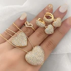 Earring 18k Gold Plated Heart Shape Necklace And Earring Jewelry Set For Women