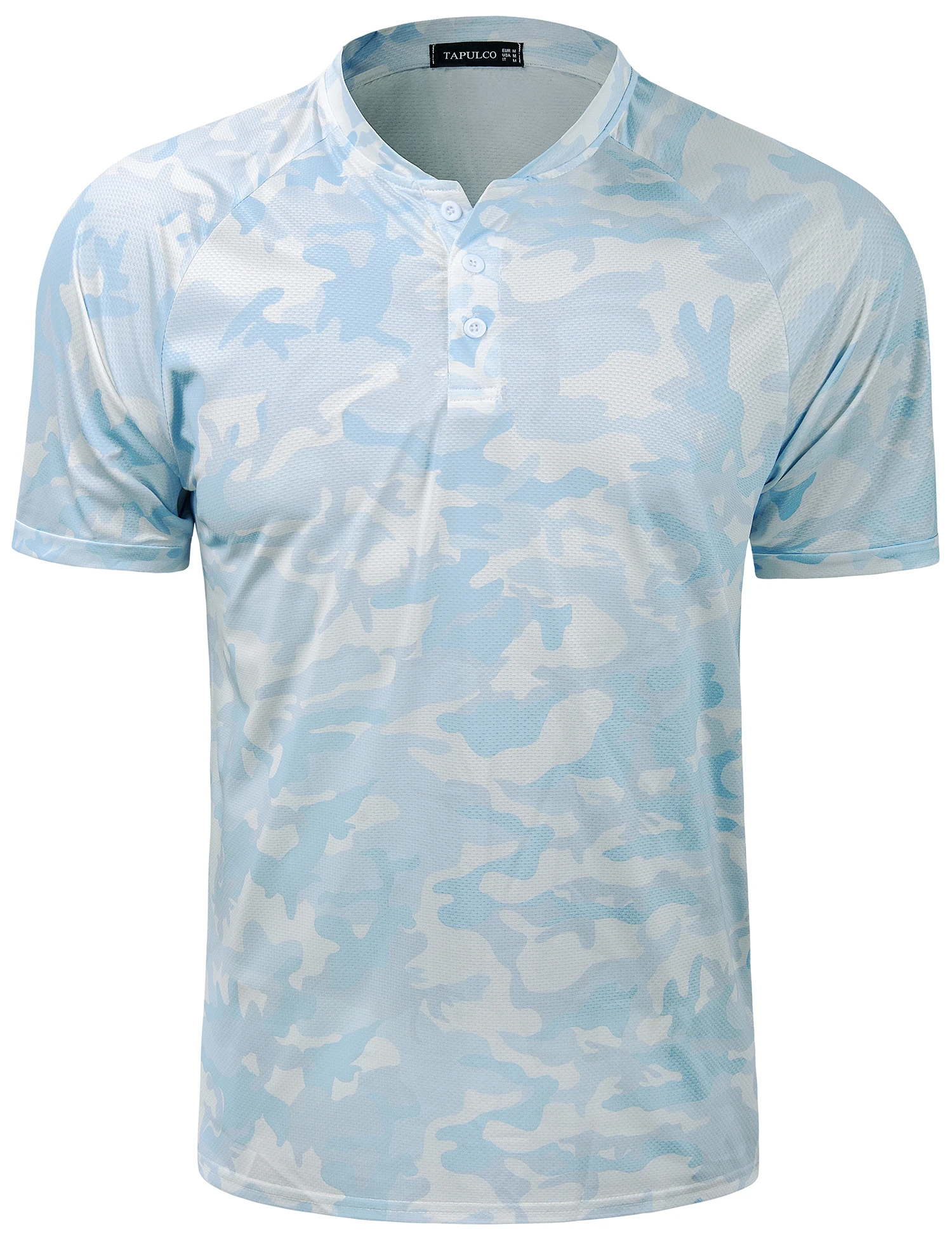Men blade collar golf polo shirts UPF 50+ sun protection camouflage printing light weight quick dry tshirt