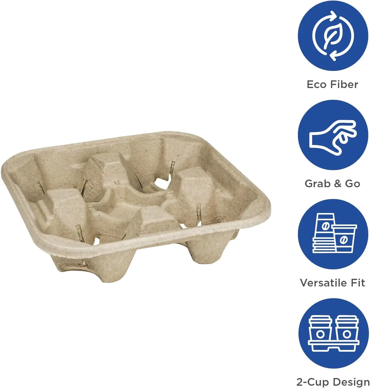 Custom Compostable Paper Pulp Fiber Disposable Drink Tray to Go 1/2/3/4 Cup Holder Carrier for Hot or Cold Drinks Takeout supplier