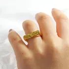 Gold Plated Heart Rings Retro Non Tarnish Gold Plated Stainless Steel Babygirl Heart Letter Rings For Women
