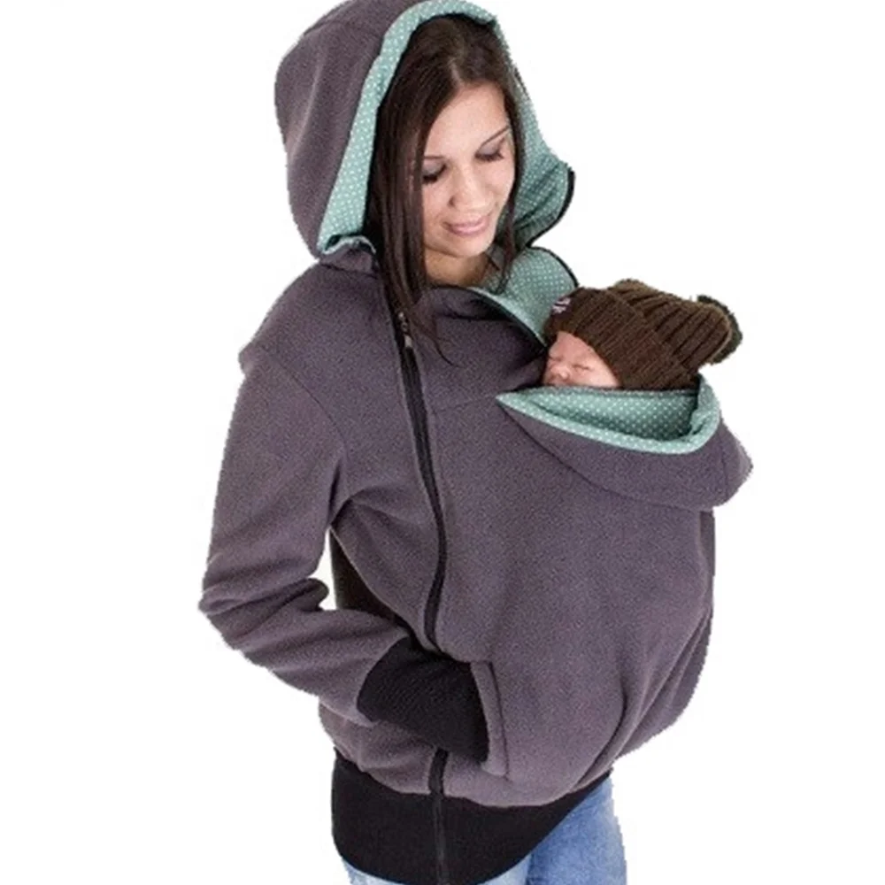 Lover-Mom Womens Fleece Zip Up Maternity Baby Carrier Hoodie Sweatshirt Jacket Maternity Coat Alternative 