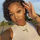 Short Hot Beauty Pixie Short Curly Bob 99j Burgundy Raw Indian Virgin Cuticle Aligned Hair Transparent Lace Front Wigs