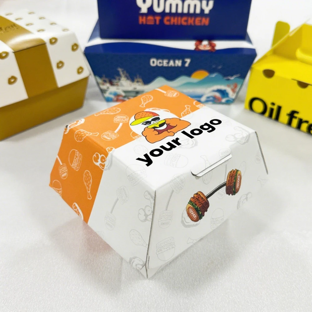 Custom Printed Take Away Fast Food Box Fried Chicken Burger Paper Box Food Container
