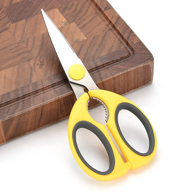 Novelty 8 Inch Yellow Soft Grip Handle Kitchen Scissors Food Grade Stainless Steel Kitchen Shears