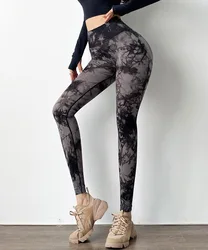 2023 Breathable and buttery soft custom logo and printed high waisted tie dye butt scrunch leggings for women