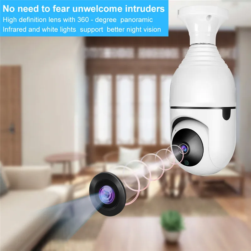 New Remote Wifi Wireless Surveillance Security Cameras Infrared Night Vision Light Bulb Network Camera