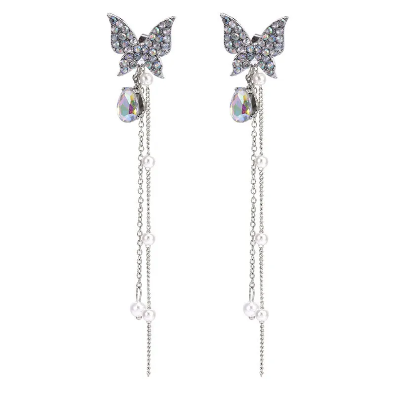 long tassel pearl Butterfly earrings women 2022 year new trend super fairy Fashion earring advanced fashionable earrings jewelry