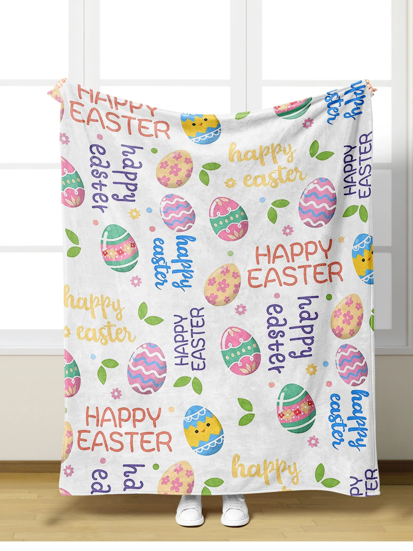 New Wholesale Happy Easter Soft Flannel Throw Cartoon Bunny Print Custom Kids Throw Blanket for Home Decor