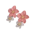 hibiscus Alloy enamel drop stud 2 flower earring