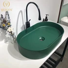 Oval Oval Basins Wash Jaquar Modern Green Oval Art Table Basin Lavatory Ceramic Wash Matte Basins