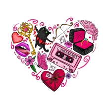 Kitten with Heart Customized Design for Valentine's Day Garment for Transfer Printing Custom Color & Heat Press Transfer