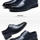 Blue Shoes Retro Style Leather Formal Dark Blue Men's Dress Shoes