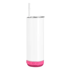 Wholesale USB Charging White water bottle drink cup 20oz sublimation tumbler with bluetooth speaker