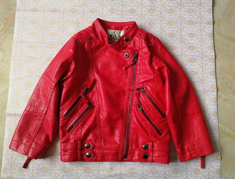 Girls' leather spring and autumn new children's foreign coat children's leather clothing network red hot_19