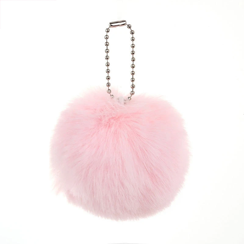 2024 Wholesale Factory's Multi Colors Fur Ball Cute Puff Key Ring 8cm