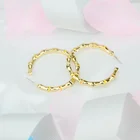 Trendy Gold Plated C-Shaped Hoop Earrings Colorful Enamel Bamboo Earrings