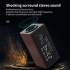 4 In1 BT Speaker Wooden Led Alarm Clock With Wireless Phone Charger And Calendar Display
