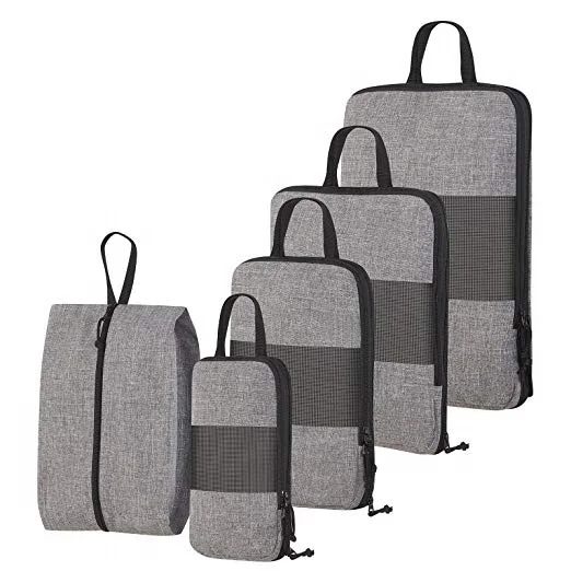 5 piece travel bag organizer set gray