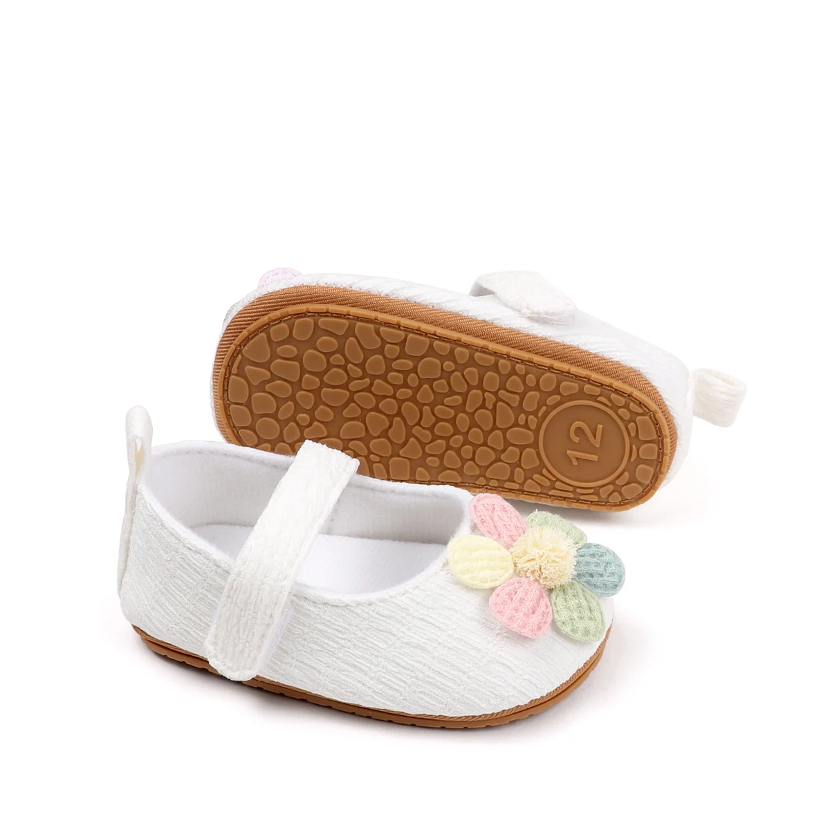 Soft TPR Outsole Colorful Flower Design Newborn Toddler Baby Girls Shoes First Walking Baby Girl Shoes factory