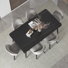 Set Home Luxury Italian Style Furniture Marble Dinning Slate Table Set For Home Restaurant