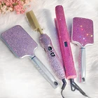 Wholesale Private Label Bling Crystal Diamond Electric Hair Straightening Hot Comb Brush Hair Straightener Online