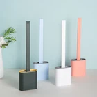 Silicone Silicone Toilet Brush BOOMJOY Silicone Stainless Flat Flex TPR Hygienic Toilet Brush With Holder