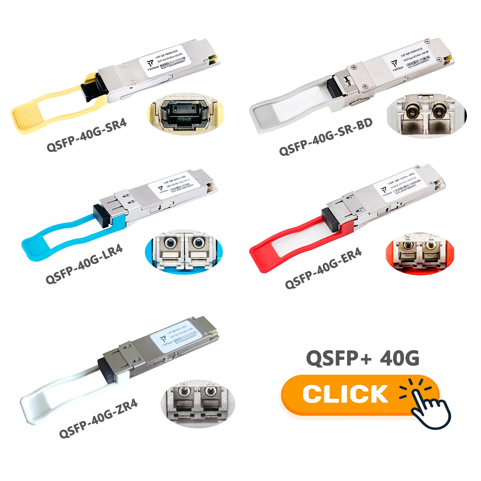 Compatible Cwdm Qsfp 40g 40km 80km 100km Sr4 Lr4 Er4 Zr4 Mm Sm Dual Lc