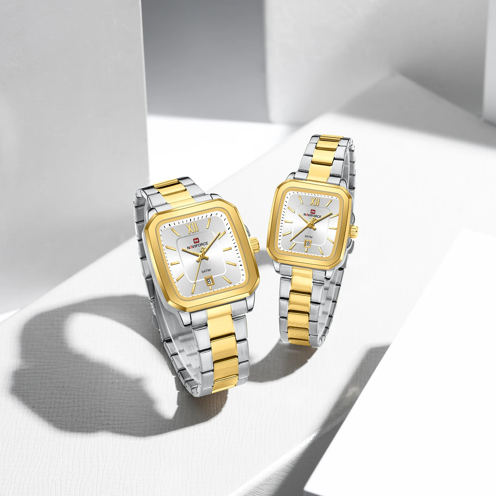 NAVIFORCE 9239 High Quality Men Women Quartz Watch Stainless Steel Strap Casual Square Waterproof Wristwatch Relogio Feminino